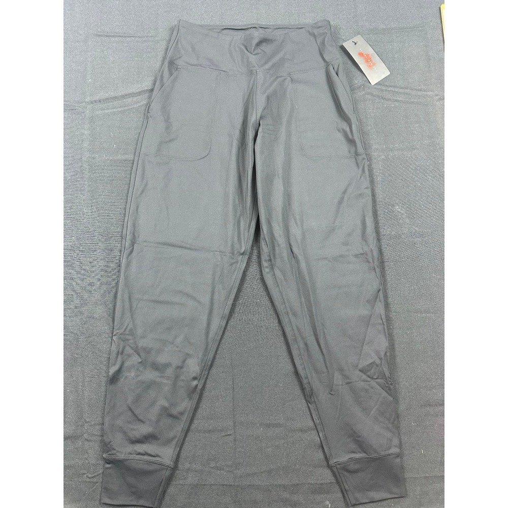 The Gym People Womens High Waist Joggers Grey Athletic Pockets Yoga Pants Size M